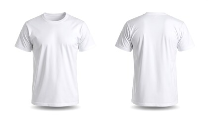 Plain White T-shirt Mockup Front and Back View on White