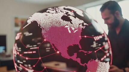 Digital Globe with Global Connection Network, Representing International Business and Futuristic