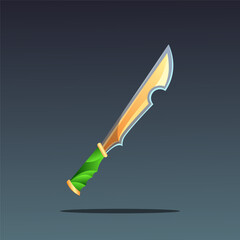 Fantasy Sword Illustration with Green Handle and Golden Blade