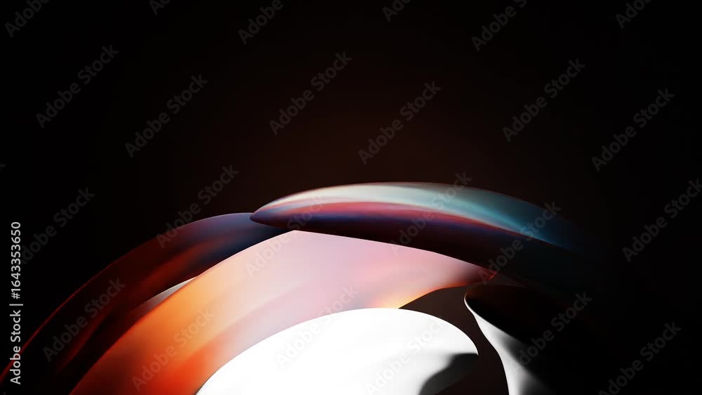 Poster 3d rendering of futuristic abstract shapes transformation with dark background