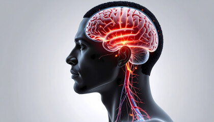 Detailed human brain anatomy illustration