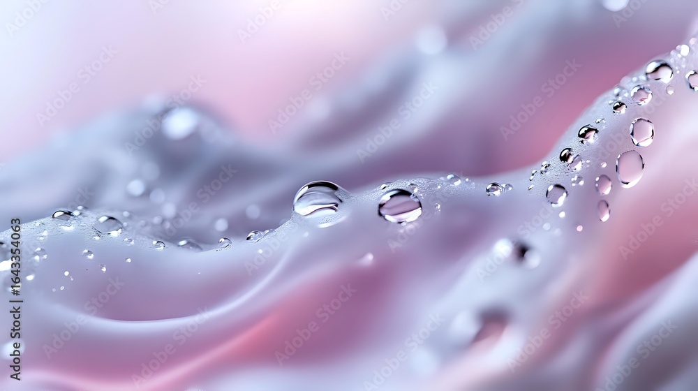 Aufkleber macro photography of water drops on delicate pink and blue surface creating abstract pattern with li