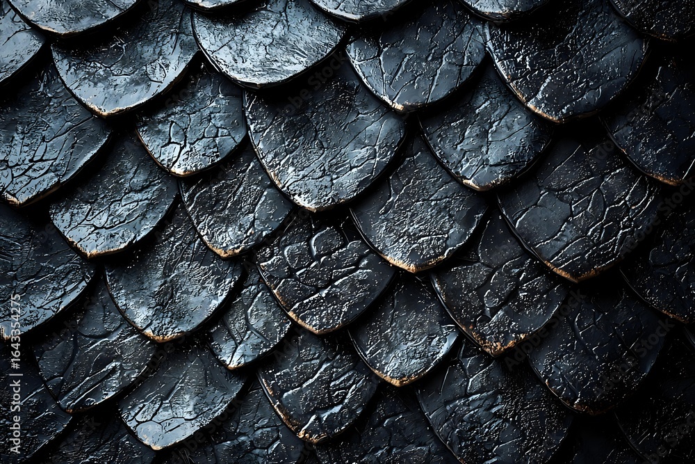 Aufkleber dark textured scales pattern with rough surface and overlapping elements creates dramatic shadowy ef