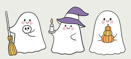 Naklejka premium Illustartion Halloween funny ghost.