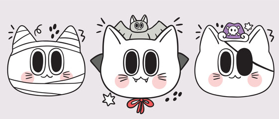 Illustration funny halloween cats.