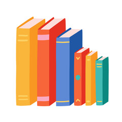 Colorful stacked books in various sizes