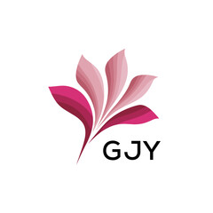 GJY Modern Pink Floral Logo Design on White Background, GJY Later Logo, Abstract Pink Flower Petals Logo with Typography
