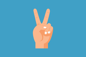 Peace hand gesture. Hand gesture Concept. Colored flat vector illustration isolated