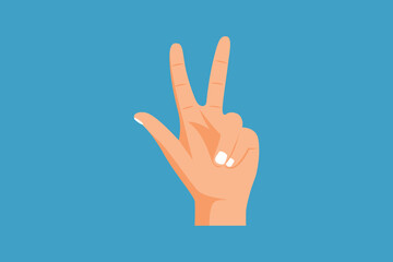 Three finger hand gesture. Hand gesture Concept. Colored flat vector illustration isolated
