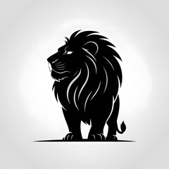 Fototapeta premium Majestic black lion standing proud, a powerful symbol of courage and strength for modern brands