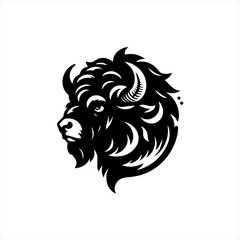 Obraz premium Stylized black and white bison head profile