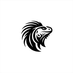 Fototapeta premium Stylized black eagle head with tribal mane