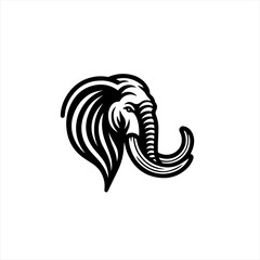 Obraz premium Stylized black and white elephant head logo