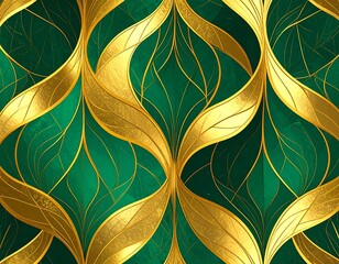Emerald green and gold patterned design