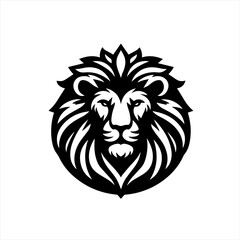 Obraz premium Stylized black and white lion head emblem