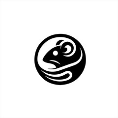 Obraz premium Stylized black rat or mouse emblem in a circle