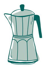 Png cute coffee percolator doodle illustration, transparent background