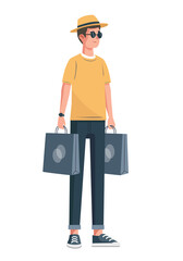 The shopping. Colored flat illustration. White background.
