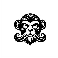 Obraz premium Stylized black and white monkey face with a moustache
