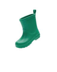 Single Green Rain Boot Isolated on White Background - Childhood, Protection, and Fun