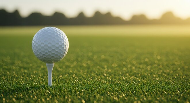Golf Ball on Tee at Sunrise A Perfect Start to a Game