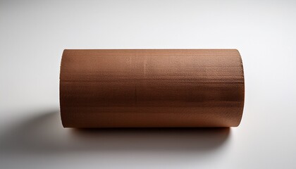 Obraz premium brown roll of paper towel or cleaning cloth placed on a white background in a minimalistic setting