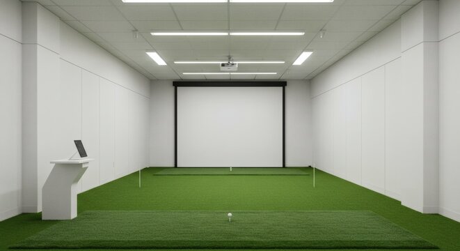 Modern Indoor Golf Simulator Room Practice Your Swing Year-Round