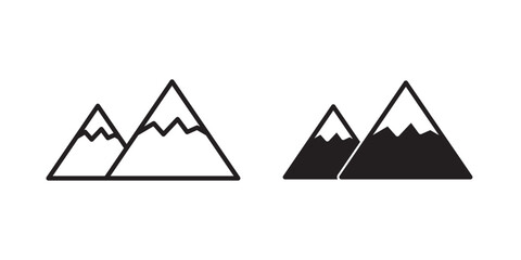 Mountain Icons. Vector and illustration Stroke and fill on white background. Mountain silhouette icon vector set for logo. Hike, travel illustration sign collection