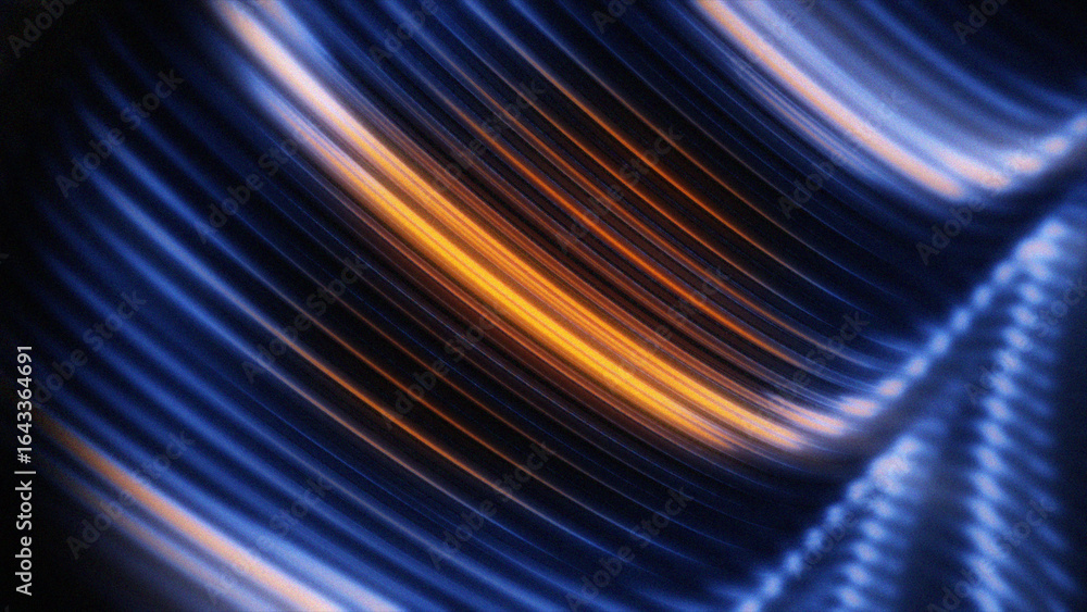 Poster 4k abstract wave background. digital blue orange background with line waves. futuristic background f