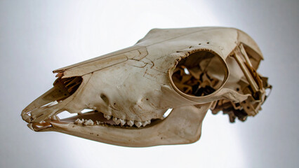 High-Resolution Close-Up of Clean Animal Skull on White Background