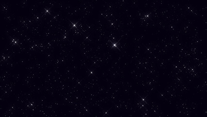 Cosmic starry sky with twinkling stars. Starry night, glowing shinning stars, twinkle stars at sky, dark background animation 4k footage