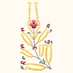 This fragment of a traditional Suzani carpet captures the essence of Uzbek textile artistry. Suzani carpets are renowned for their vibrant colors and intricate hand-embroidered floral designs.