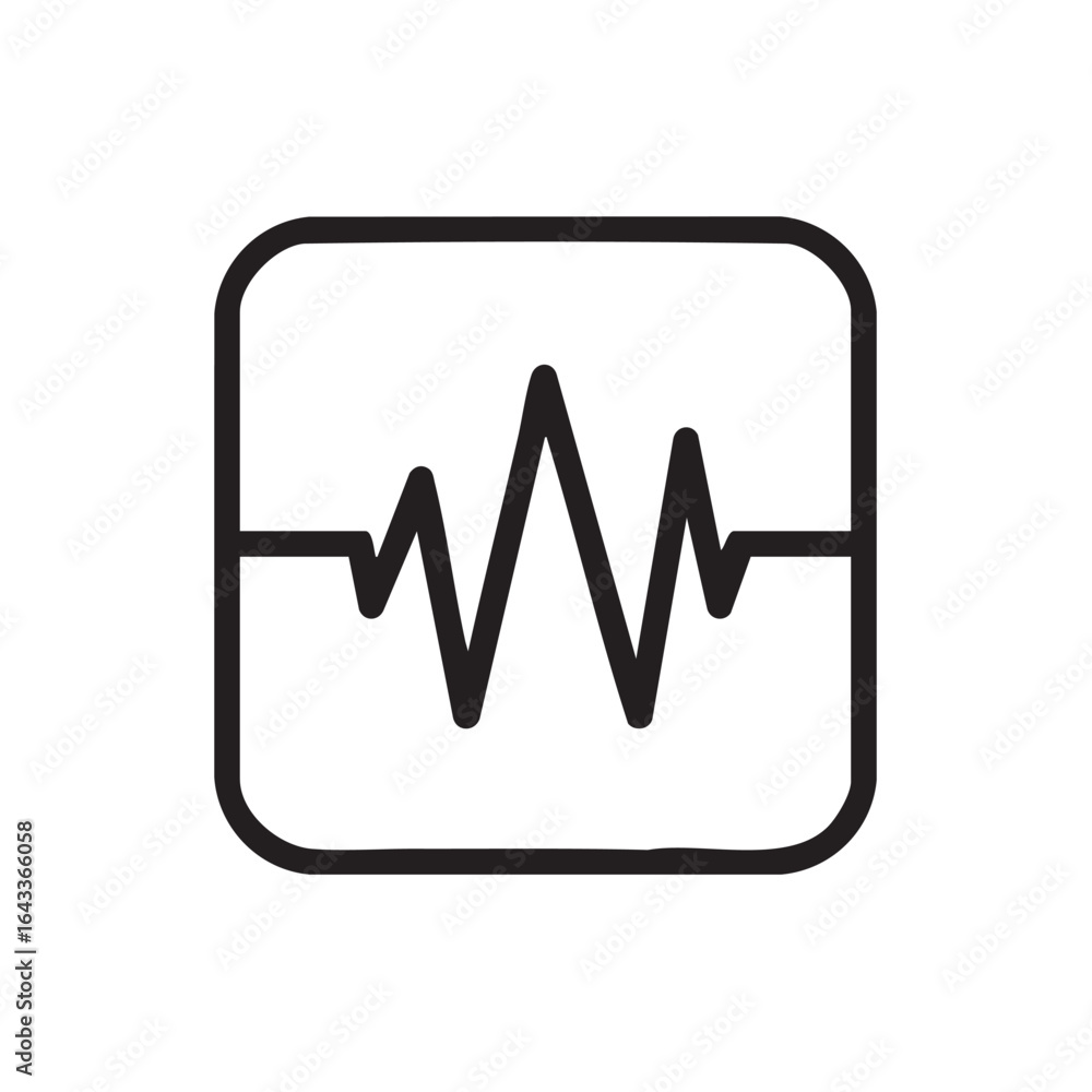 Poster a line drawing of an audio sound wave inside a square.
