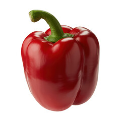 Vibrant red bell pepper with green stem isolated on transparent background for culinary use