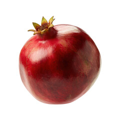 A ripe red pomegranate fruit with a crown like stem isolated on transparent background
