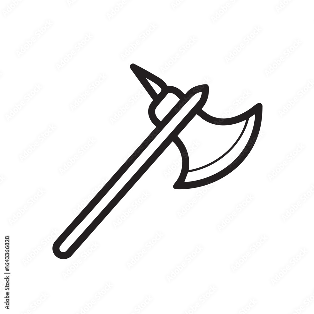 Poster a line drawing of an axe with a pointed top.