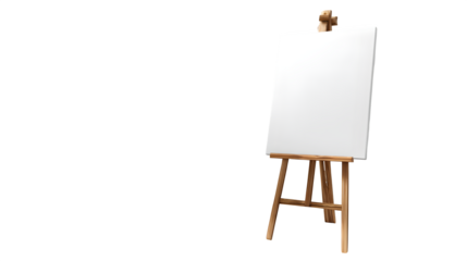 wooden easel with blank canvas