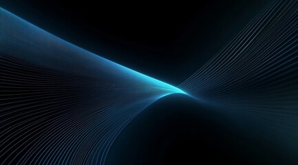 Abstract Blue Light Waves Converging in Darkness