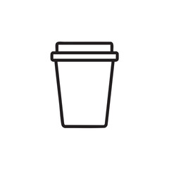 A black and white line drawing of a cup with a lid.