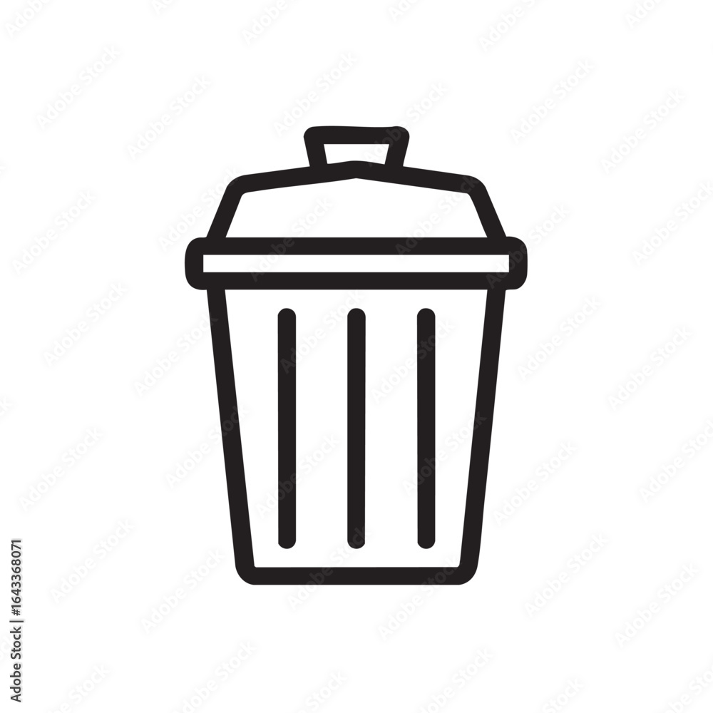Poster a line drawing of a trash can with a lid.