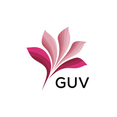 Obraz premium GUV Modern Floral Abstract Logo Design, GUV Later Logo, Minimalist Nature Inspired Logo 
