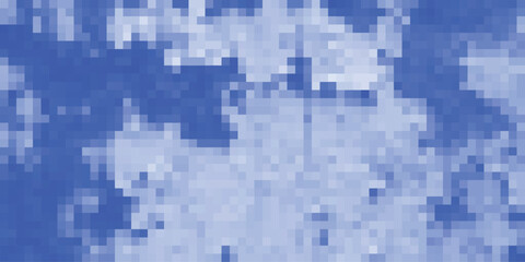 Abstract pixelated blue sky with white clouds digital illustration representing modern art and digital imagery for creative designs