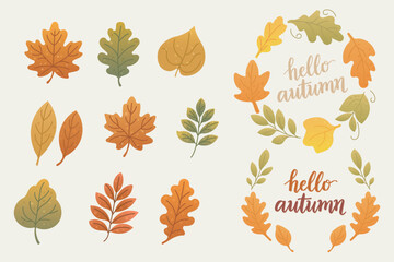 Colorful Autumn Leaves Set