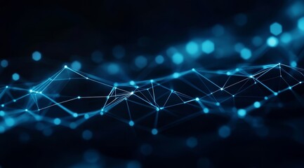 Abstract Blue Network with Connected Nodes and Lines