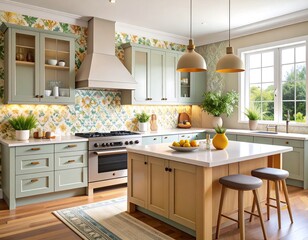 A bright, stylish kitchen interior