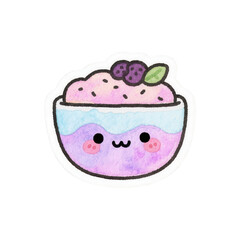 Cute Watercolor Dessert Illustration with Berry Topping