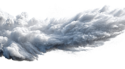 Fluffy white clouds create dynamic motion effect against transparent background, evoking sense of airiness and tranquility. misty appearance adds depth and softness to scene
