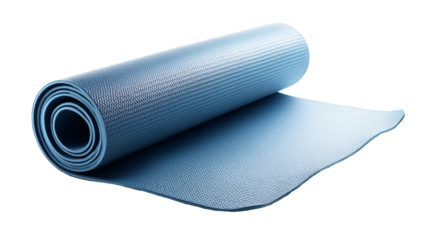 Premium textured yoga mat in beautiful gradient of blue, showcasing its rolled design and unique surface texture, perfect for enhancing your yoga practice
