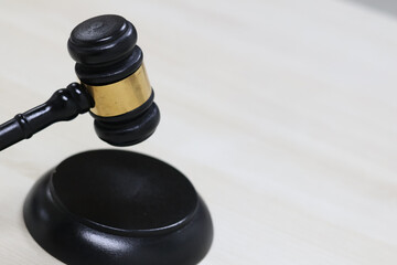 Top view. Judge gavel and block is used for lawyer, law, justice, auction business with copy space
