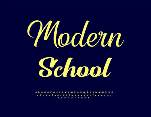 Vector Stylish icon Modern School. Beautiful Cursive Font. Modern Calligraphy Alphabet Letters and Numbers set